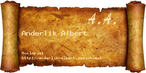 Anderlik Albert névjegykártya