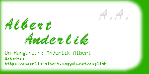 albert anderlik business card